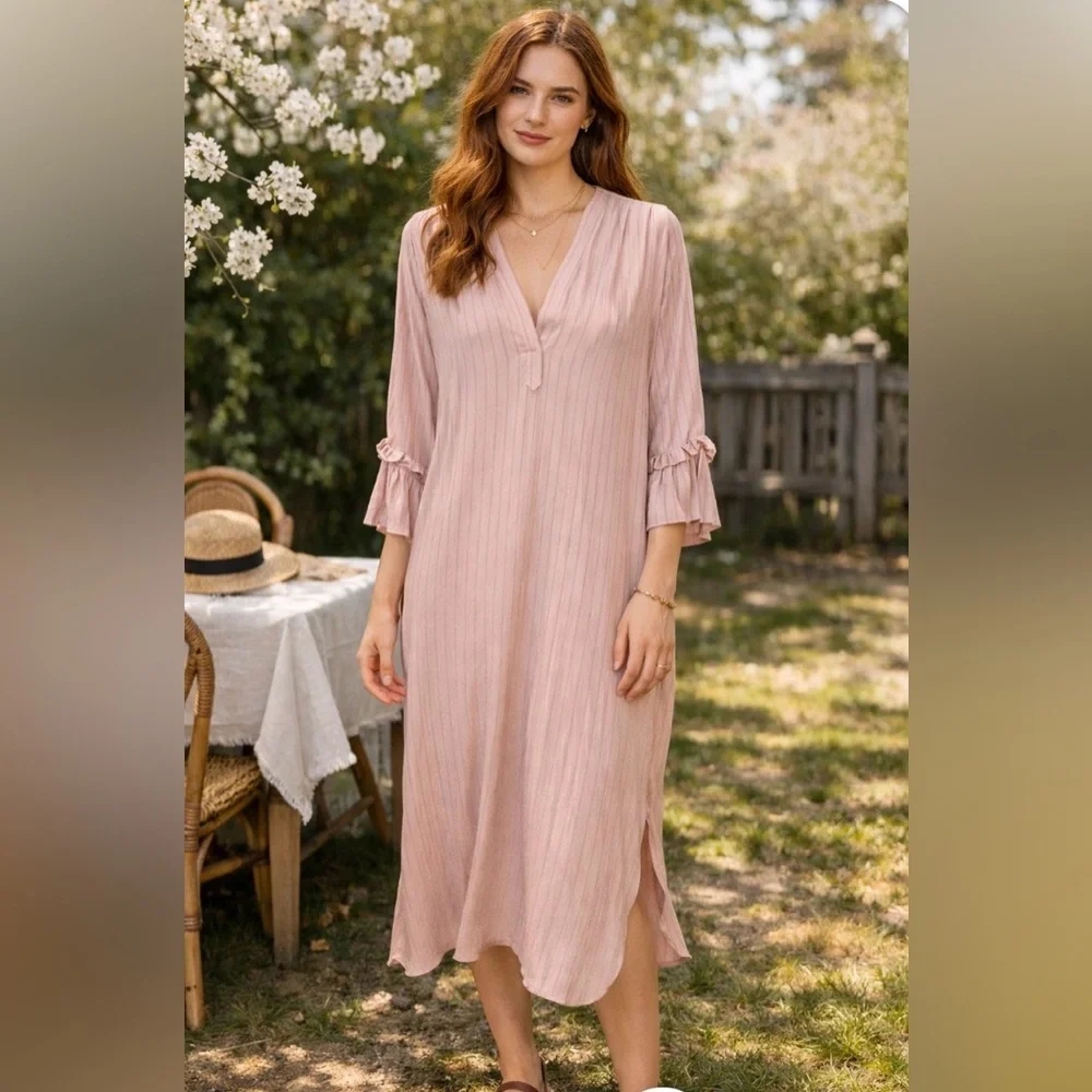 & Other Stories Stockholm Atelier Blush Colored Maxi Shirt Dress 10